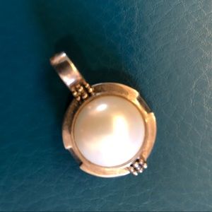 Michael Dawkins simulated Pearl/sterling silver pendant/enhancer!!! EUC!!!